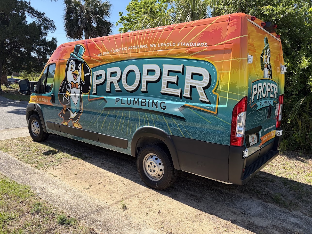 proper plumbing work van with car wrapping